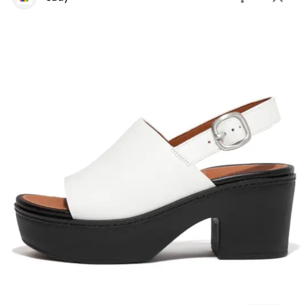 Fitflop White and Black Platform Sandals